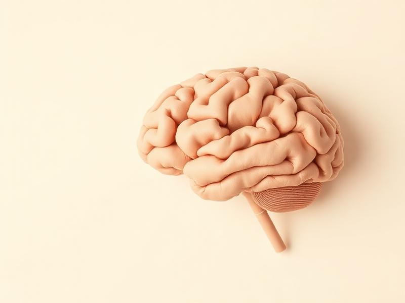 Soft clay model of a human brain on a cream background